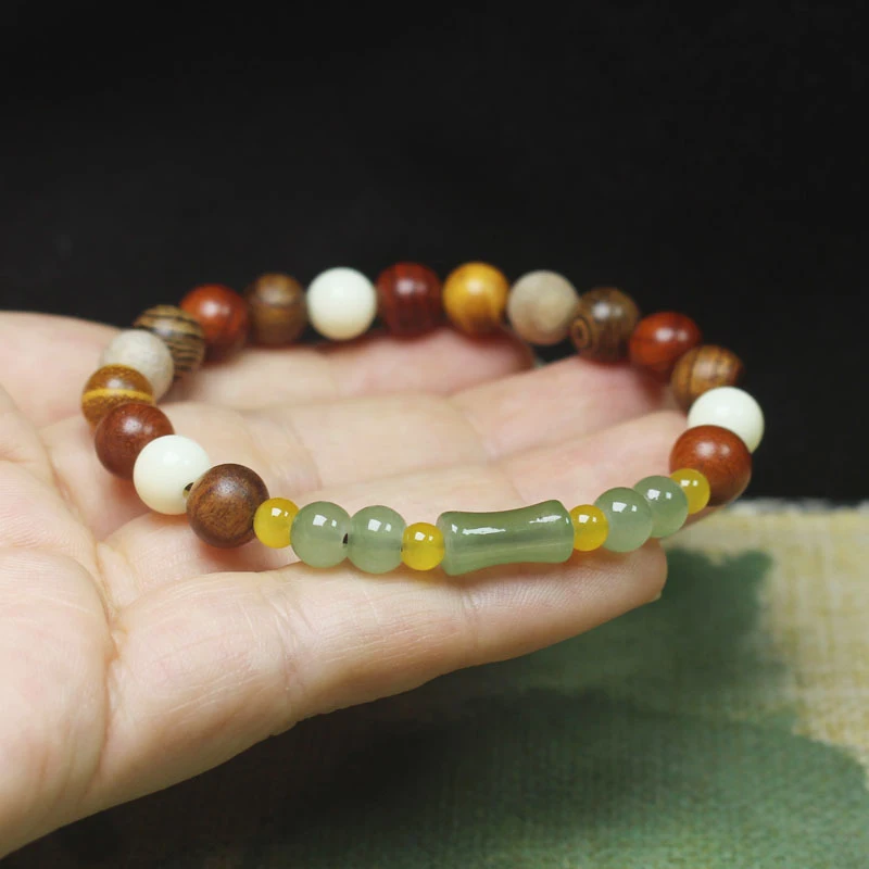 

Multi- 8mm single-loop Buddhist bead bracelet, green bamboo knot prayer beads, women's decorative accessory, simple gift