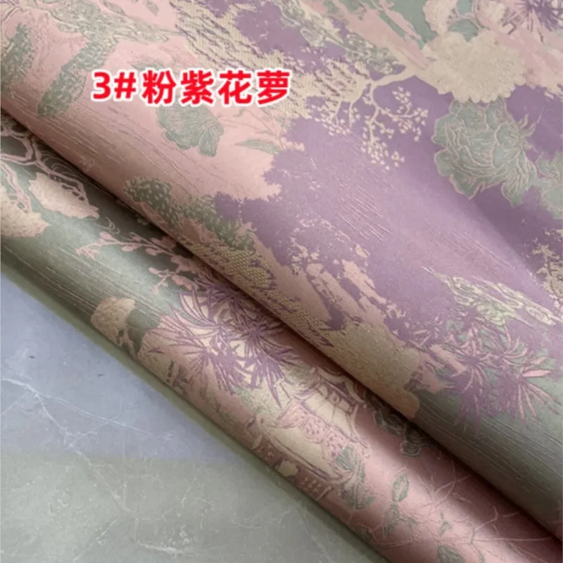 Zijde 3d Jacquard Luo Hangjin Stof Plant Geverfd Moerbei Cheongsam Jurk Shirt Nationale Stijl