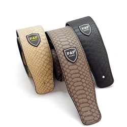 Couro genuíno Guitar Strap para P & P, ajustável macio bordado cinto, baixo clássico, música Hobby, guitarra acessórios, 2.5