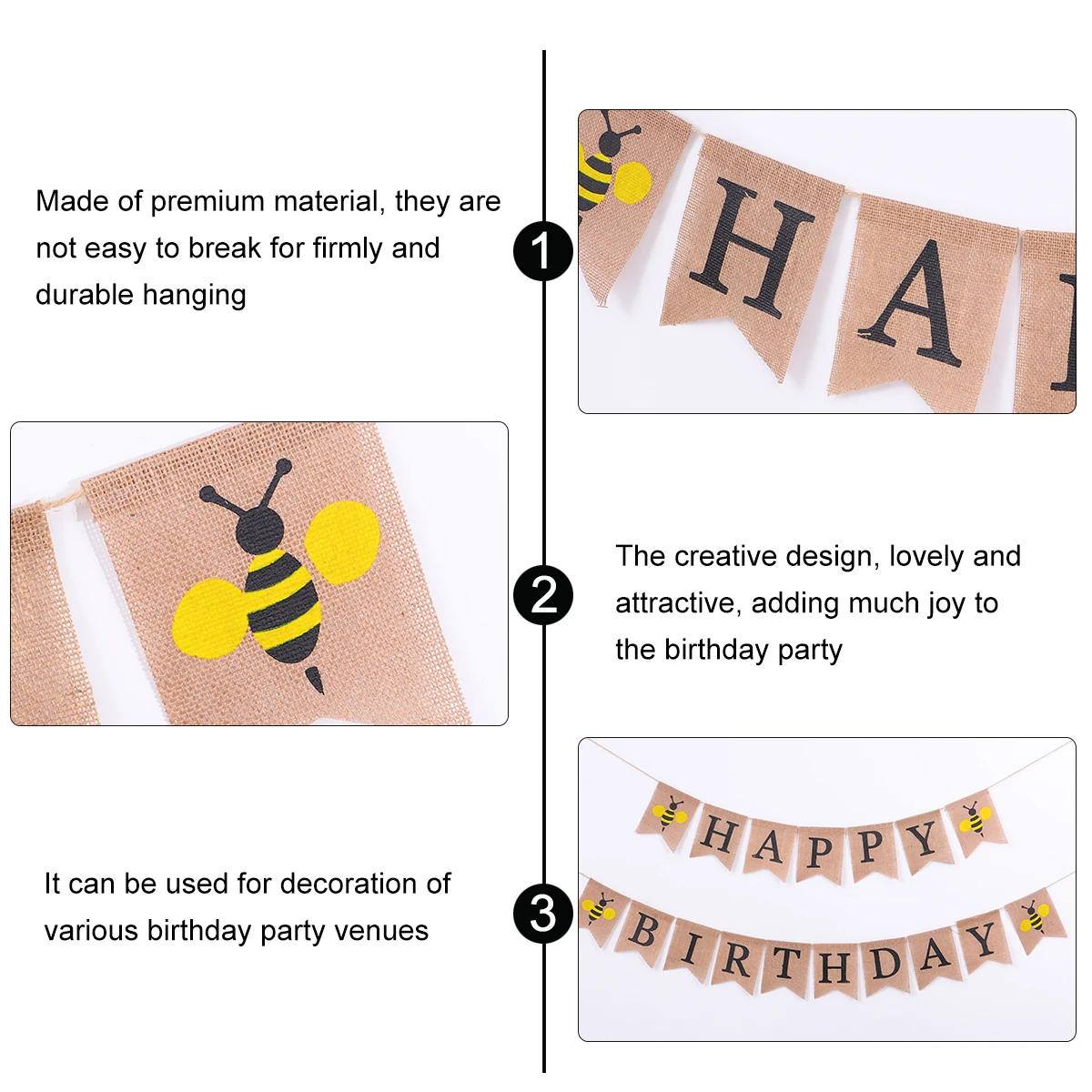 

Bee Pull Flag Colorful Birthday Banners Custom Decorations Party Hanging Swirls Large Letters for Sign Banquet