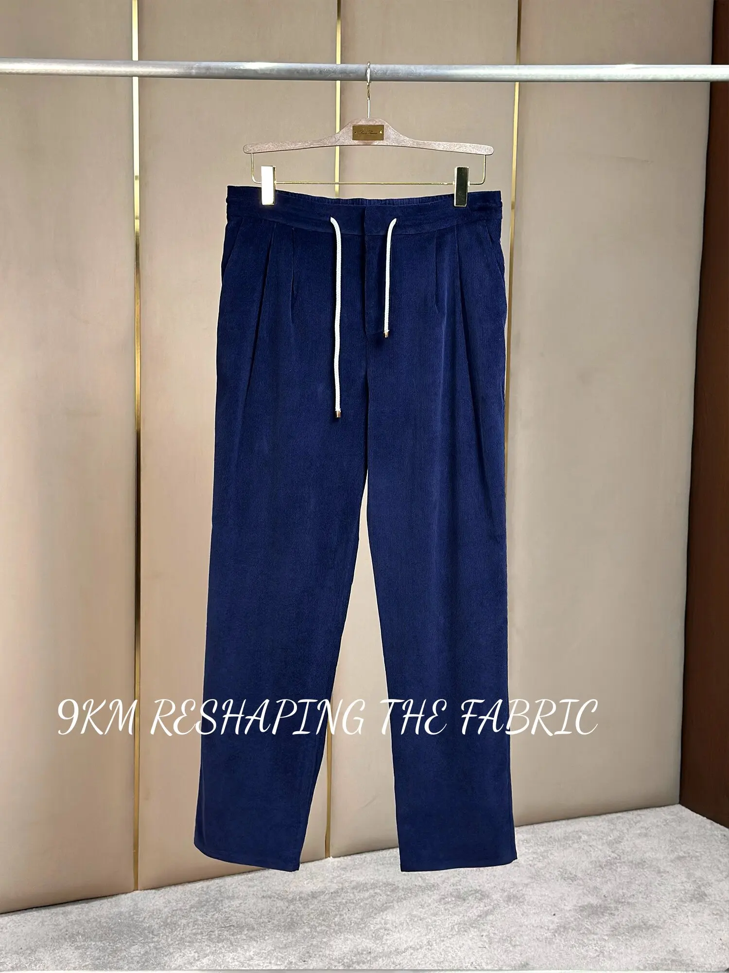 BC Fixed-dyed corduroy minimalist old money drape straight trousers drawstring casual trousers
