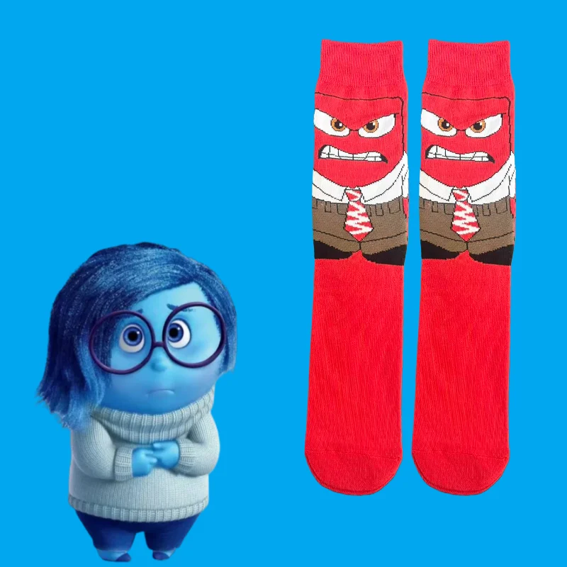 1/5 paia di calzini al ginocchio carini con personaggi dei cartoni animati Disney's Inside Out unisex