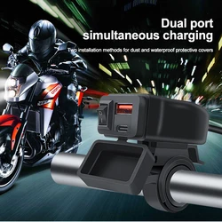 PD QC Motorcycle Charger 60W USB Fast Charger Waterproof Handlebar Mounting Bracket Charger for Bike Socket Adapter with Switch