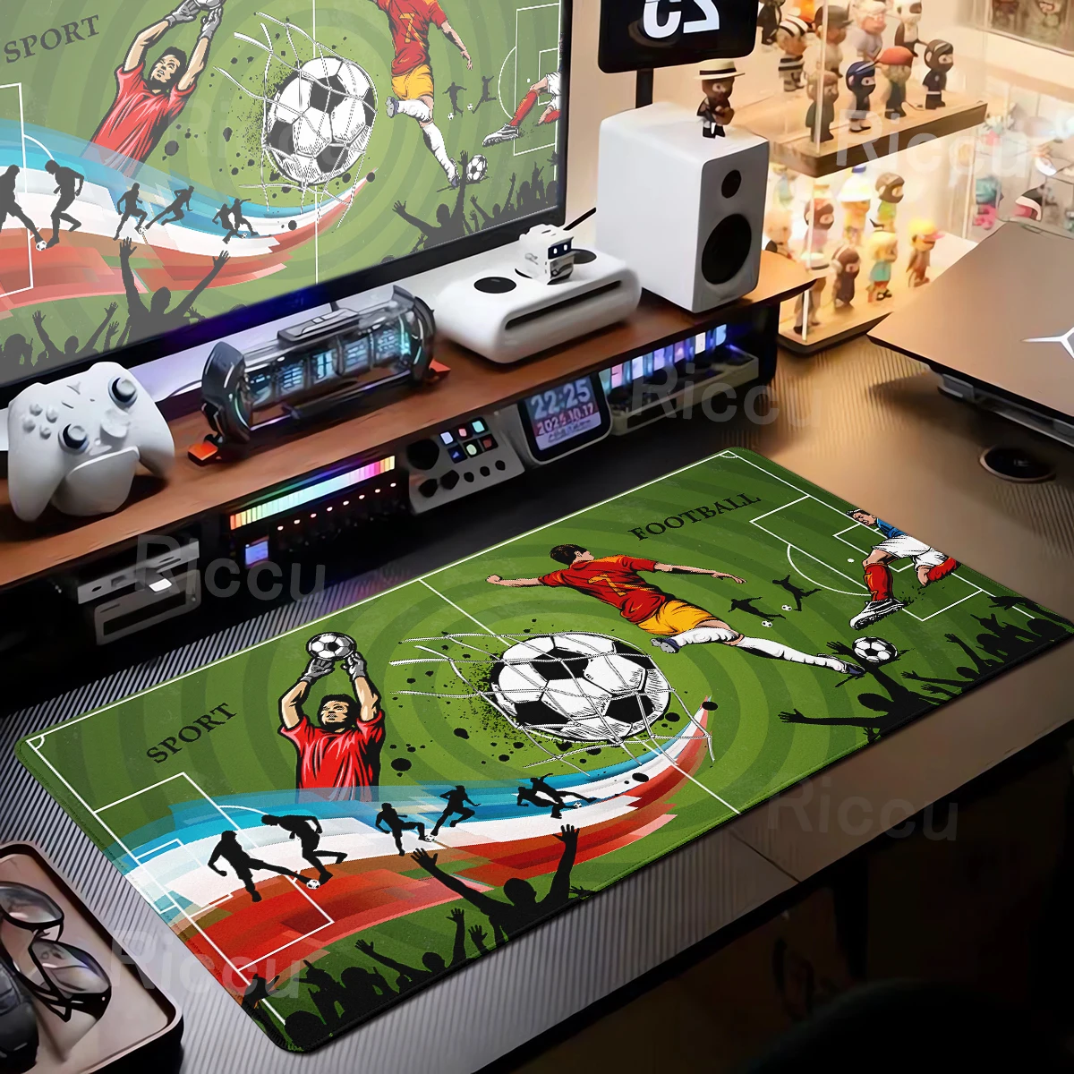 Großes Fußball-Mauspad, XXL, Cartoon, Fußball, Gaming, Sport, Mauspad, Computer, Gamer, Tastaturmatte, Schreibtischzubehör, PC, erweiterte Pads