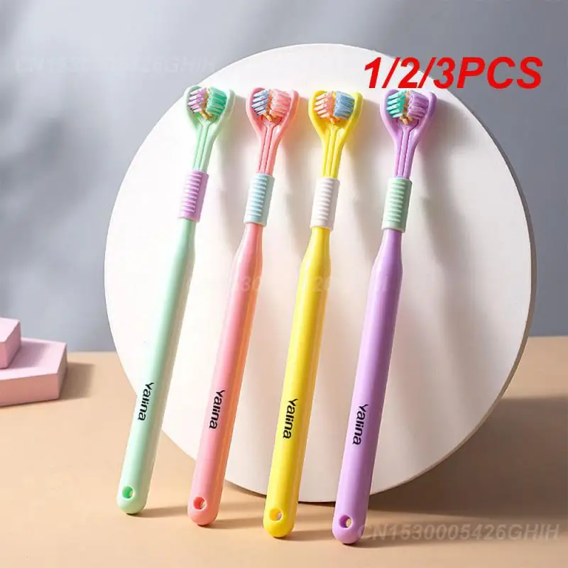 1/2/3PCS Three Sided Toothbrush Adult Teeth Brushes Teeth Deep Cleaning 4 Colors Oral Care Oral Care Tongue Scraper