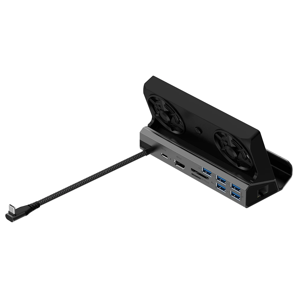 USB C Gigabit Ethernet Docking Station, 1000Mbps Dock Console Hub, Suporte Dock Compatível com HDMI, Tipo C, USB 3.0, 2.0 para ROG Ally Game