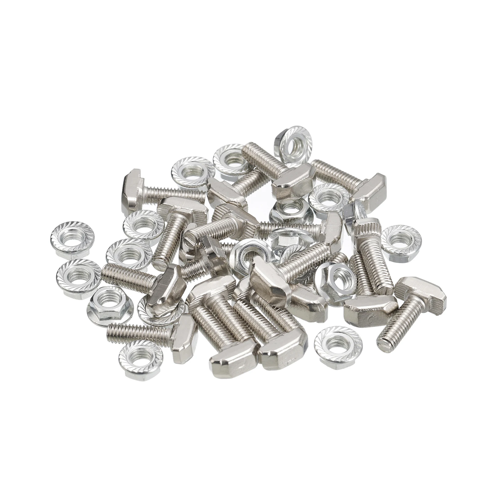 Uxcell M6x20mm M6x35mm T Slot Drop-in Bolt M6 Hexagon Flange Nut Set for Aluminum Alloy T-slot Tracks