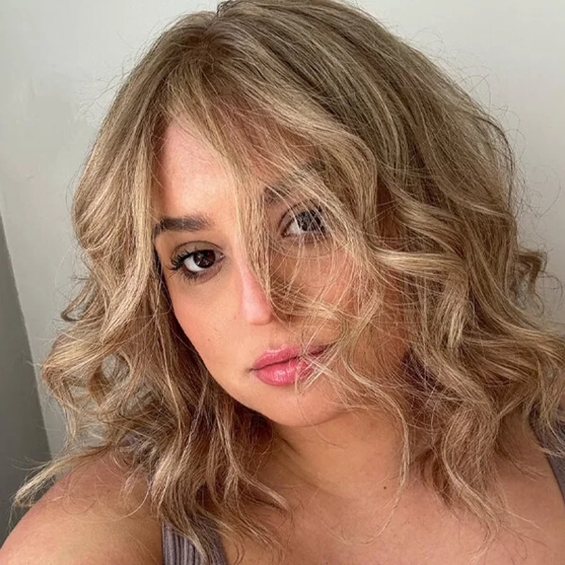 100%  Hair Wig with 13x4 Lace Front Natural Blonde Bob Wig Highlight Wigs