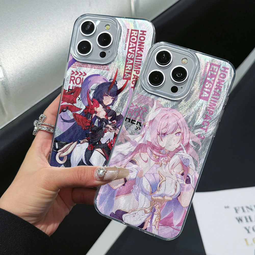 Game Honkai Impact 3 Phone Case for Samsung Galaxy S24 S23 Ultra Plus 5G S21 FE Feather Texture Hard Cover