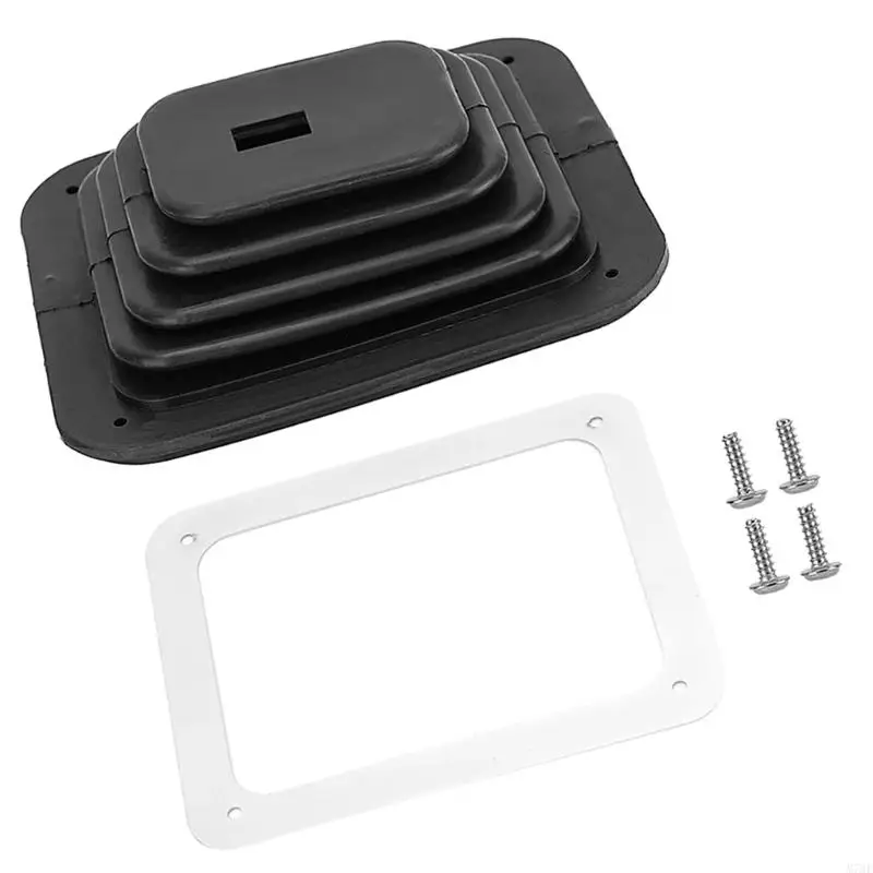 M76E Schalthebelmanschettensatz für GM350, Öffnungsabdeckung aus schwarzem Gummi mit Montagerahmen und Schrauben für – Detail 9