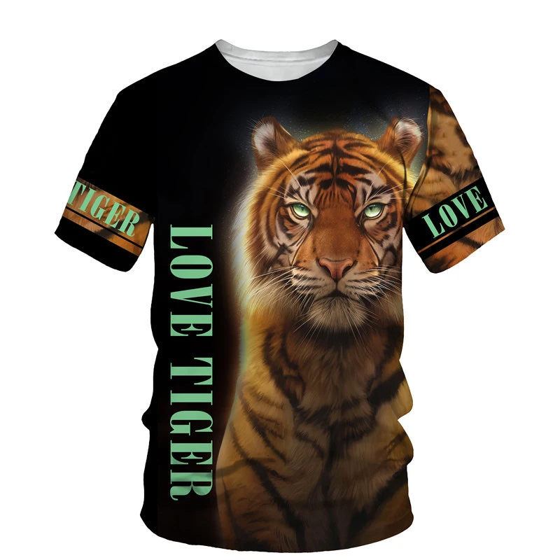 الحيوان النمر ثلاثية الأبعاد طباعة تي شيرت الصيف الرجال النساء موضة عادية الشارع الشهير المتضخم قصيرة الأكمام تي شيرت الذكور تيز القمم الملابس