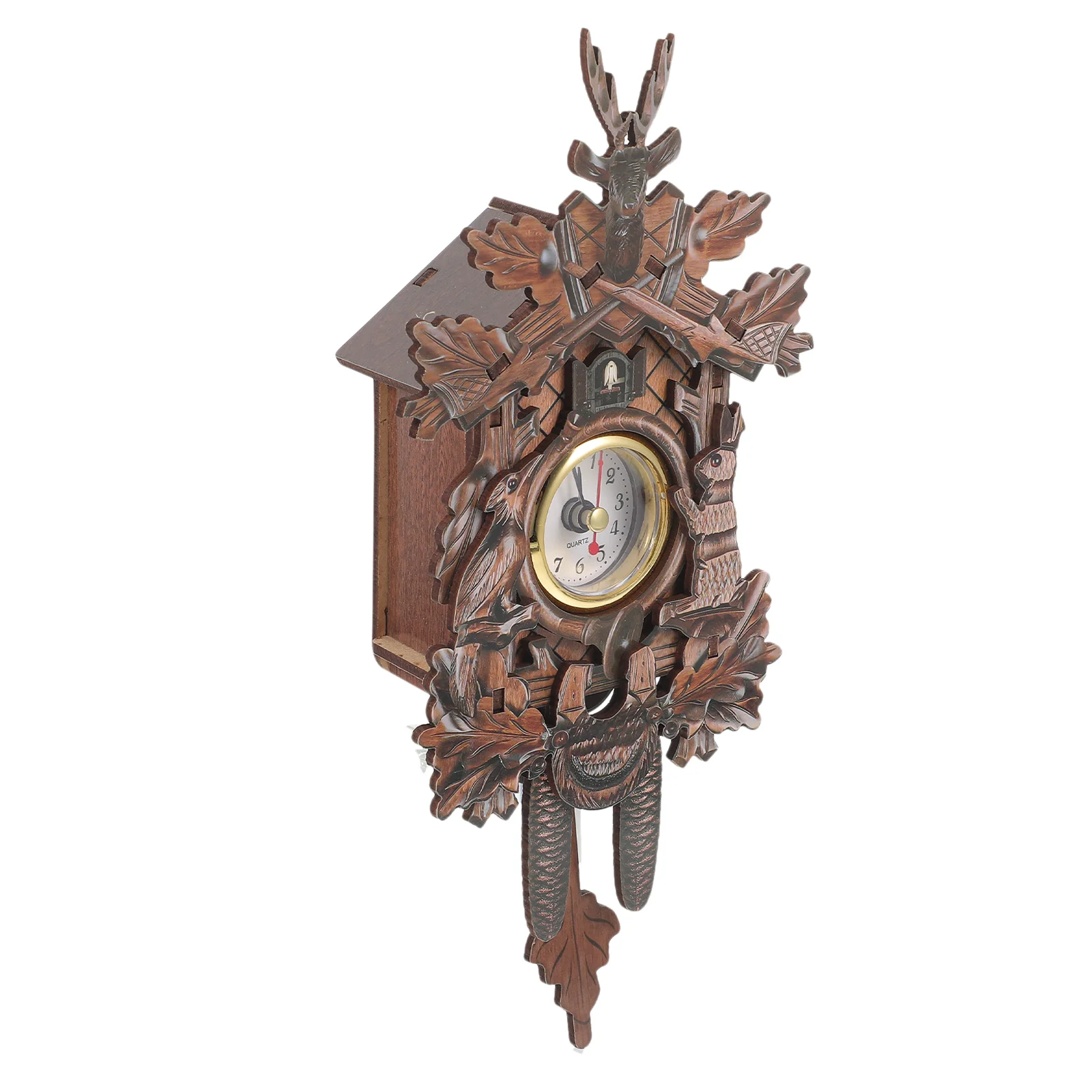 Cuckoo Wall Clock Bedroom Decor Indoor Wooden Pendulum Hanging Bird House Handcrafted Living Decorative Retro