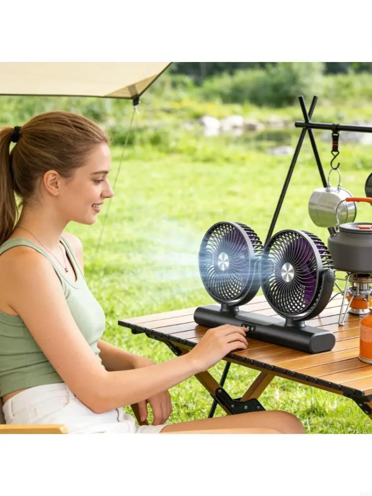 Convenient Table Fan Two Head Design USB Linked Flexible Motion 3 periods 