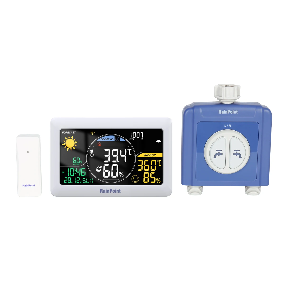 WIFI slimme programmeerbare watertimer 2-zone met weerstation Gateway Home temperatuur-vochtigheidsbewaking besproeiingssysteem