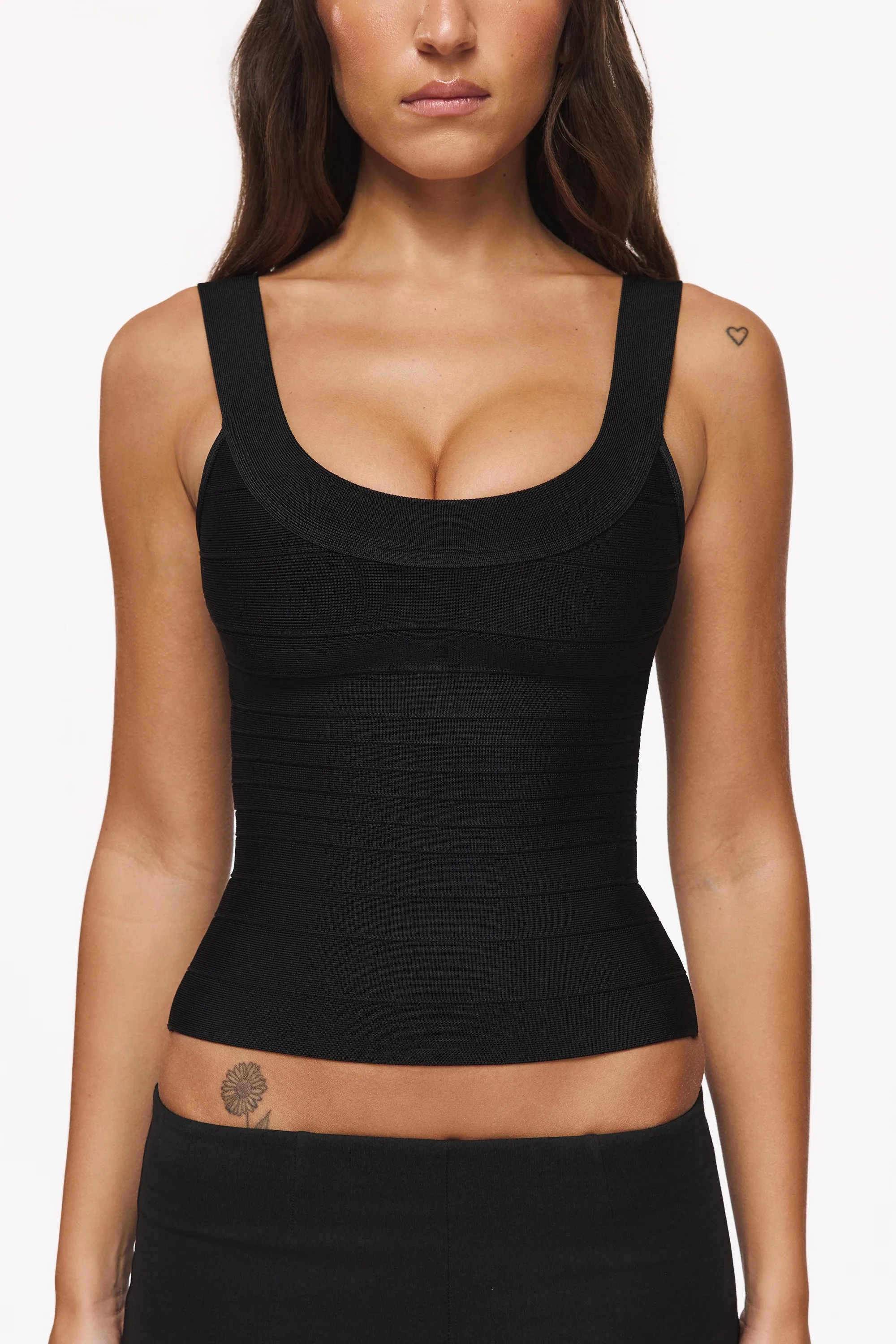 Tank Top Ribbed - Top a Canotta Nero a Costine