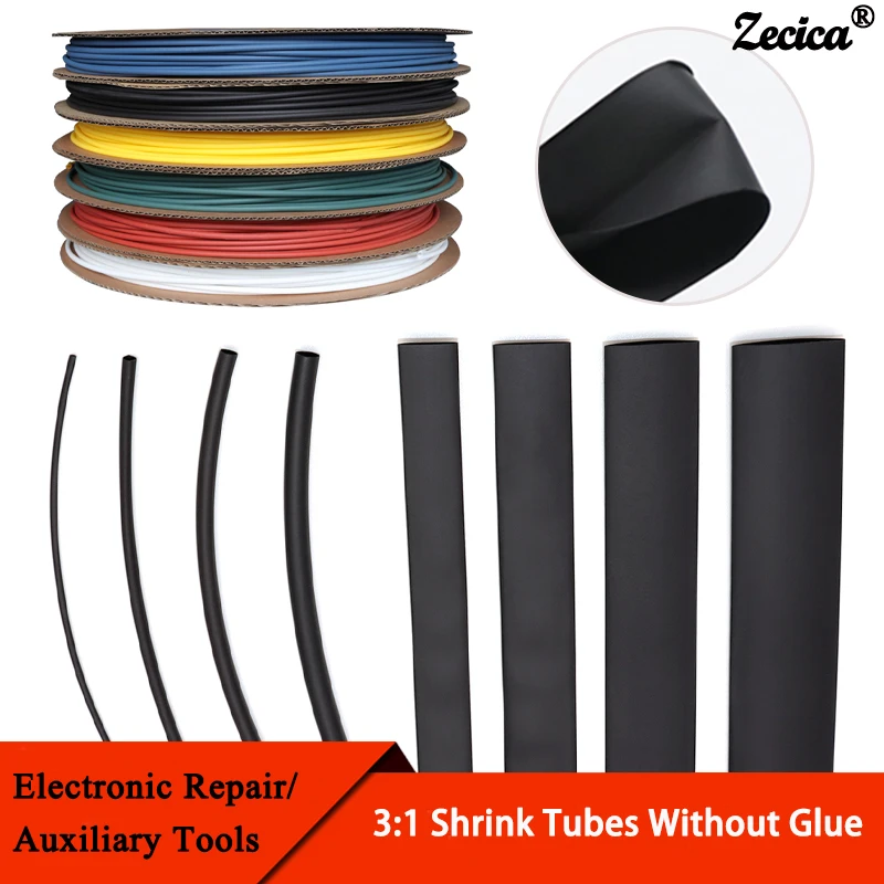 1~25m 3:1 Heat Shrink Tube No Glue Dia 1.5/3/6/9/12/15/18/24/30/50mm Polyolefin Insulated Waterproof Cable Protection Sleeve