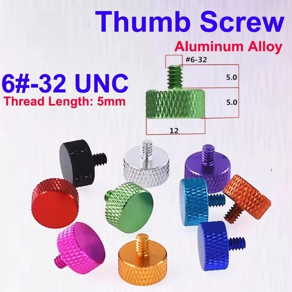 Unc 6#-32*5mm Colorful Thumb Screws Aluminium Alloy Flat Knurled Thumb Screws For Pc Computer Bolts