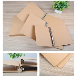 A4 Size 4-Hole A5 Size 6-Hole Ring Vintage Blank Kraft Loose-Leaf Binder Cover for Office School Notebook Album Scrapbook Diary