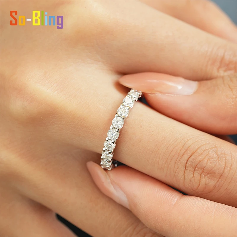 So-Bling 925 خاتم فضة استرليني 2 مللي متر خواتم مويسانيتي مع شهادة Gra للنساء أنيقة غرامة حفلة خطوبة هدية #5