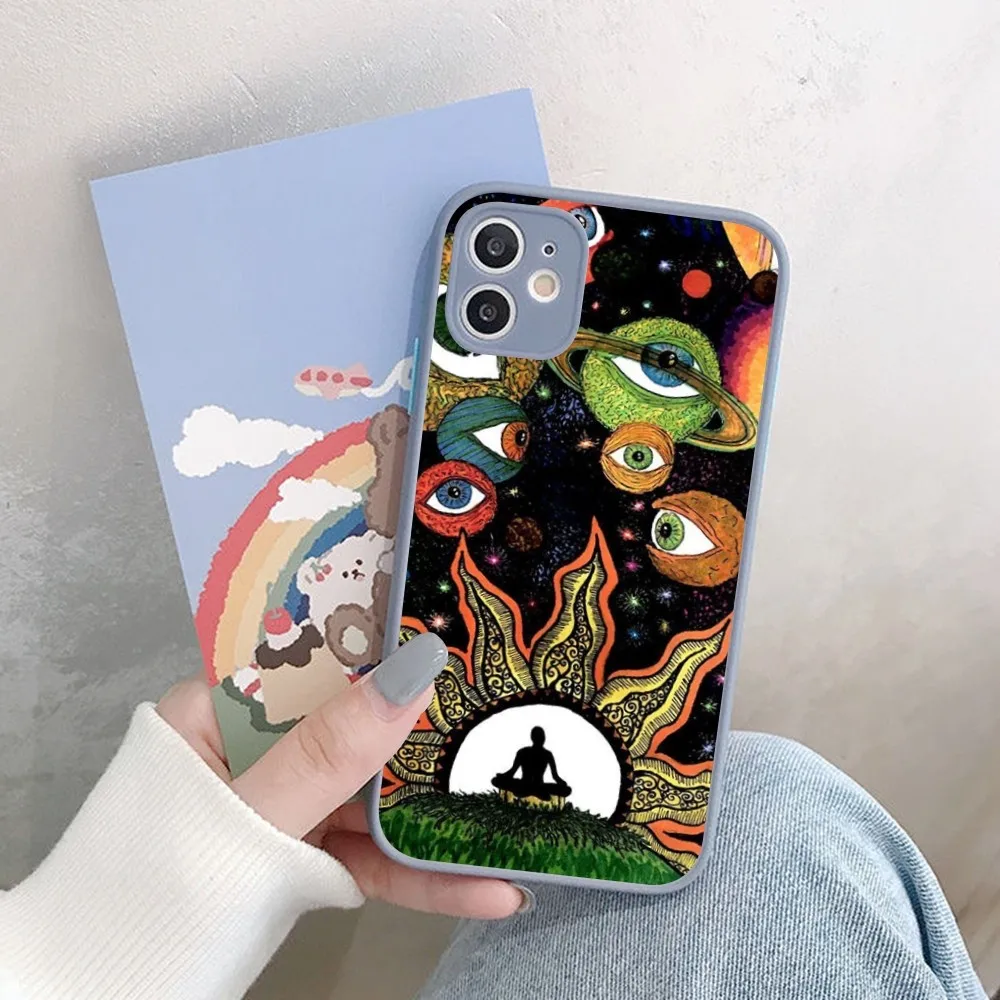 جراب هاتف ملون مخدر Trippy فني ، جراب غير لامع ضد الصدمات لهاتف iPhone 14 ، X ، XR ، XS ، 7 ، 8 Plus ، 11 ، 12 ، 13 Pro Max ، 13Mini