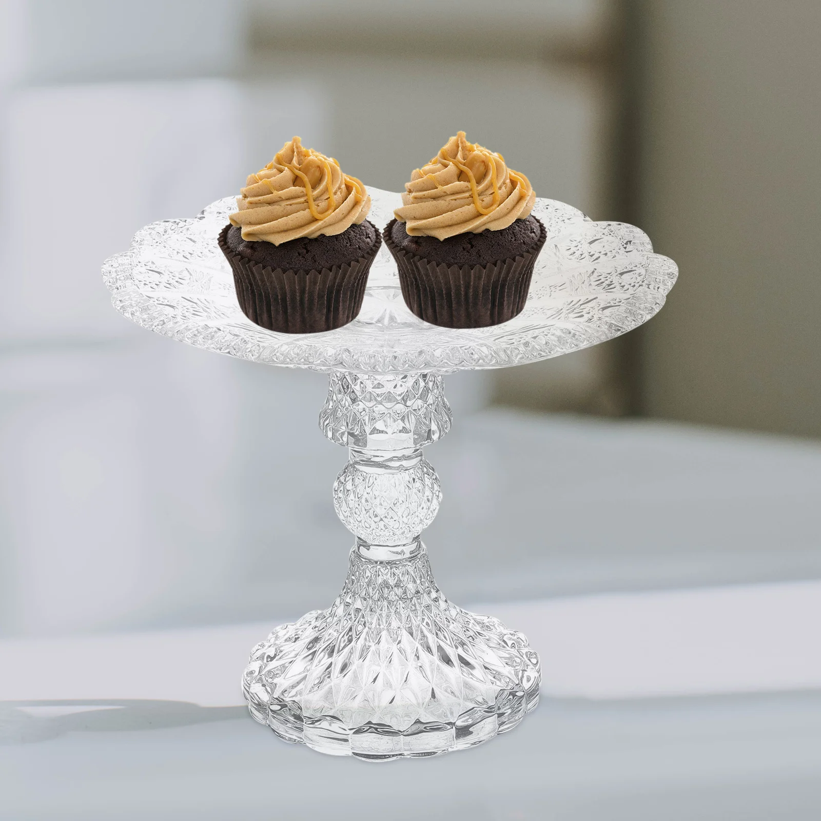 

Glass Fruit Tray Footed Candy Bowl Dessert Plate Snack Dish Food Serving Display Holder Cake Stand Appetizer Serving Tray