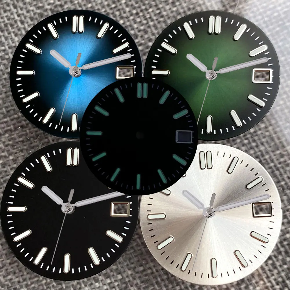 29mm Black/Blue/White Sunray Watch Dial Men Green Luminous Modify Parts Fit NH35A NH36A SKX007 SRP Movement