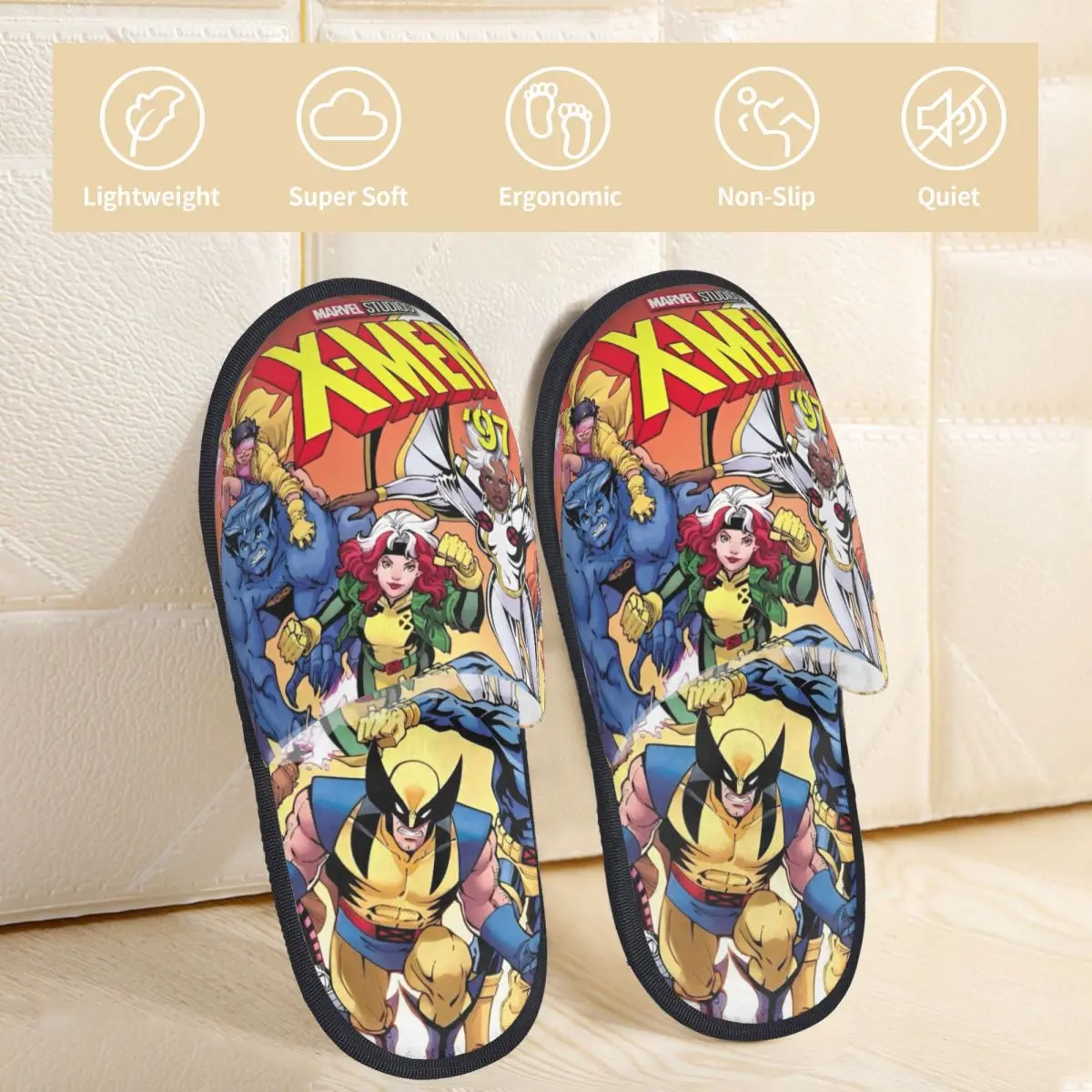 X Man X-MAN Marvel Hero Indoor Slippers with Memory Foam Slipper Gift for Women Men House Shoes with Anti-Skid Sole