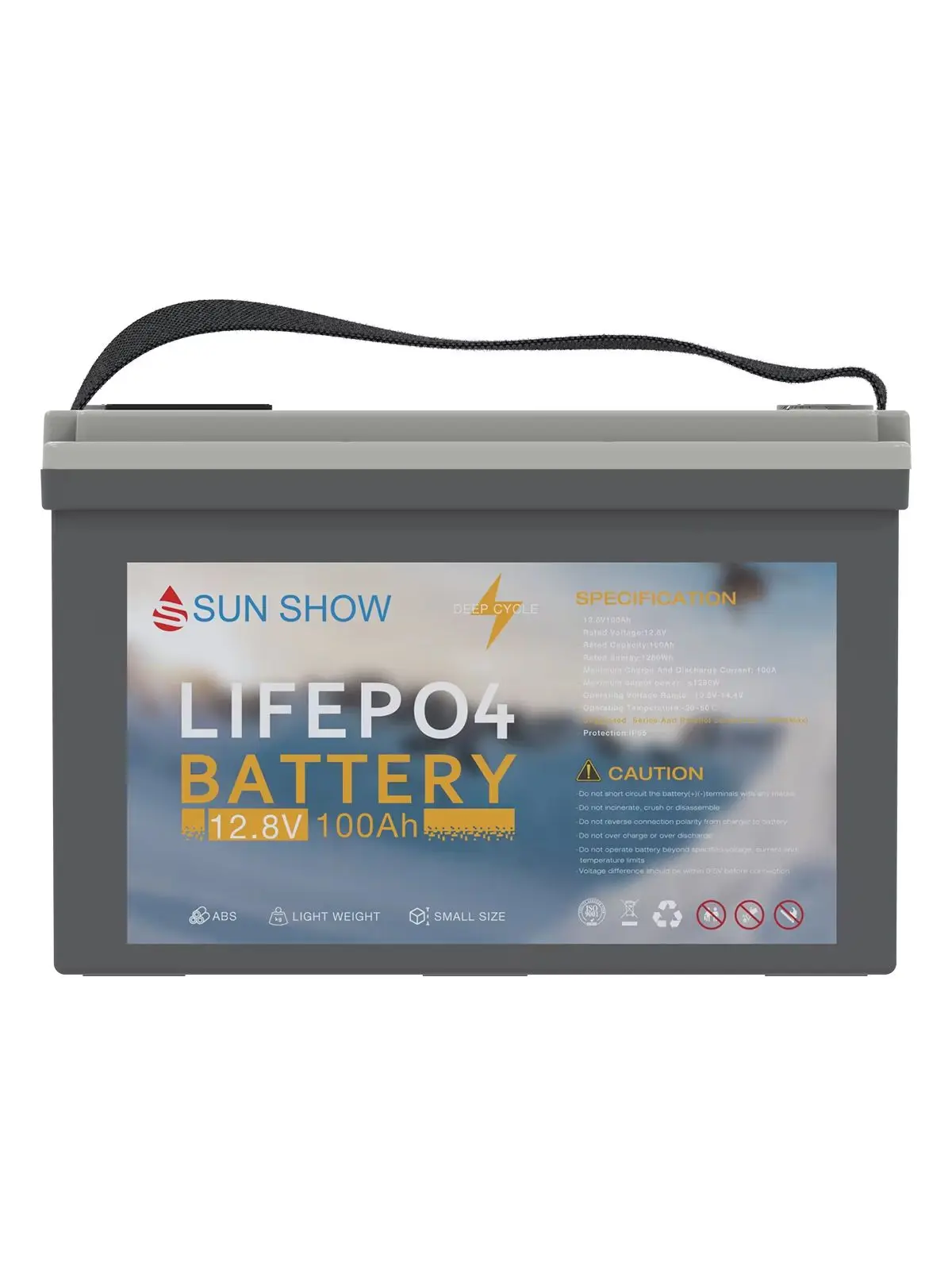 SANDISOLAR Zestaw 2 szt. akumulatorów LiFePO4 12,8V 100Ah, łącznie 2560Wh, IP65, akumulator litowy do głębokiego rozładowania z systemem BMS 100A do zastosowań w kamperach, systemach solarnych, — 2