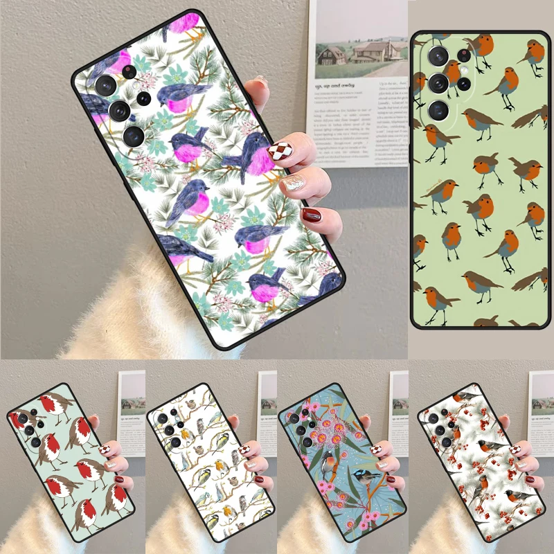 Cover For Samsung Galaxy S24 Ultra S21 S22 S8 S9 S10E Note 10 20 Plus FE S23 Robins Bird Phone case Coque