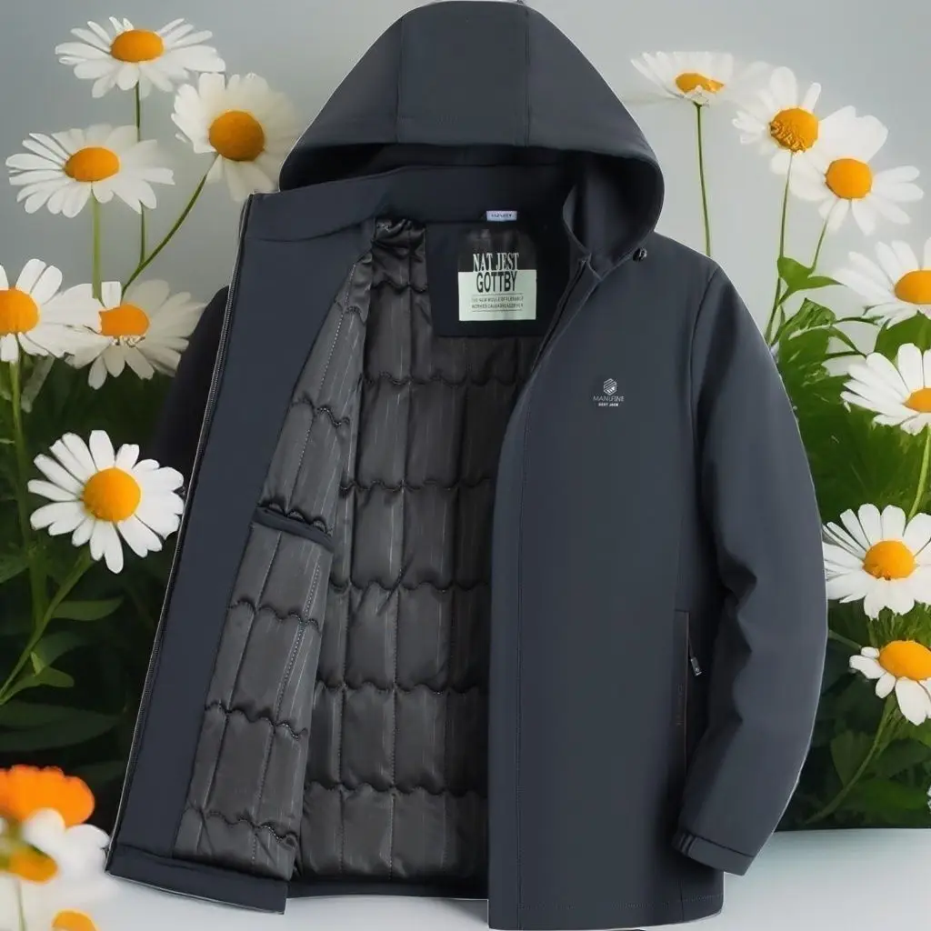 جديد الشتاء Thiened القطن Jaet الرجال ملابس خارجية غير رسمية أبي منتصف العمر بالإضافة إلى القطن معطف مبطّن طويل Sle ألياف البوليستر #4