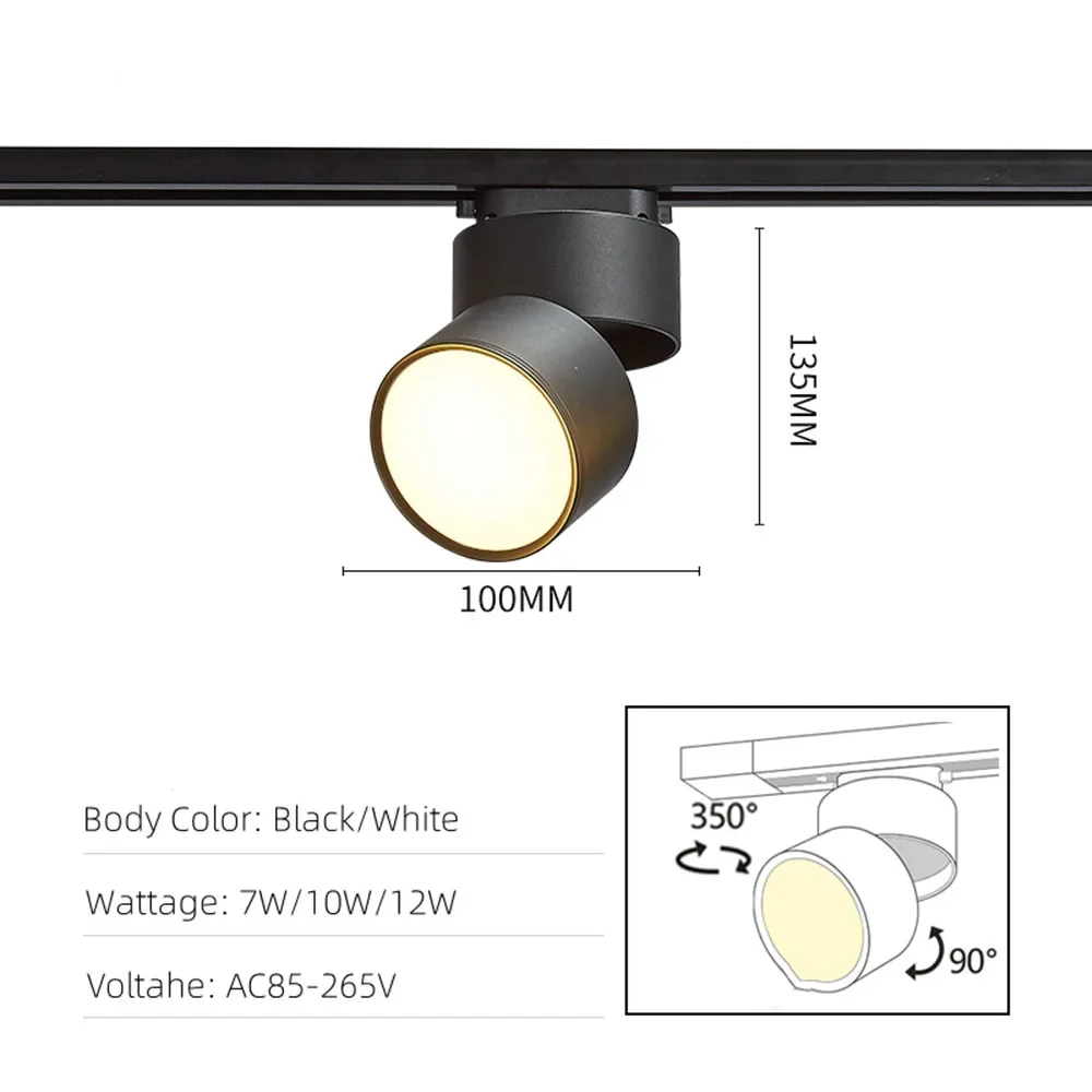 Led Track Light Aluminum Spot light Track Rail Light lamps Foldable and 360° Rotatable Ceiling Lighting For Kitchen Bedroom