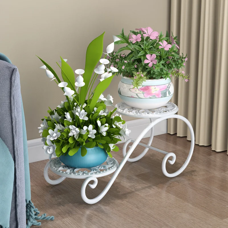 2023 New Ironwork Plant Shelves Flower Pot Stand Balcony Floor Indoor Balcony Flower Pot Shelves Living Room Metal Nordic