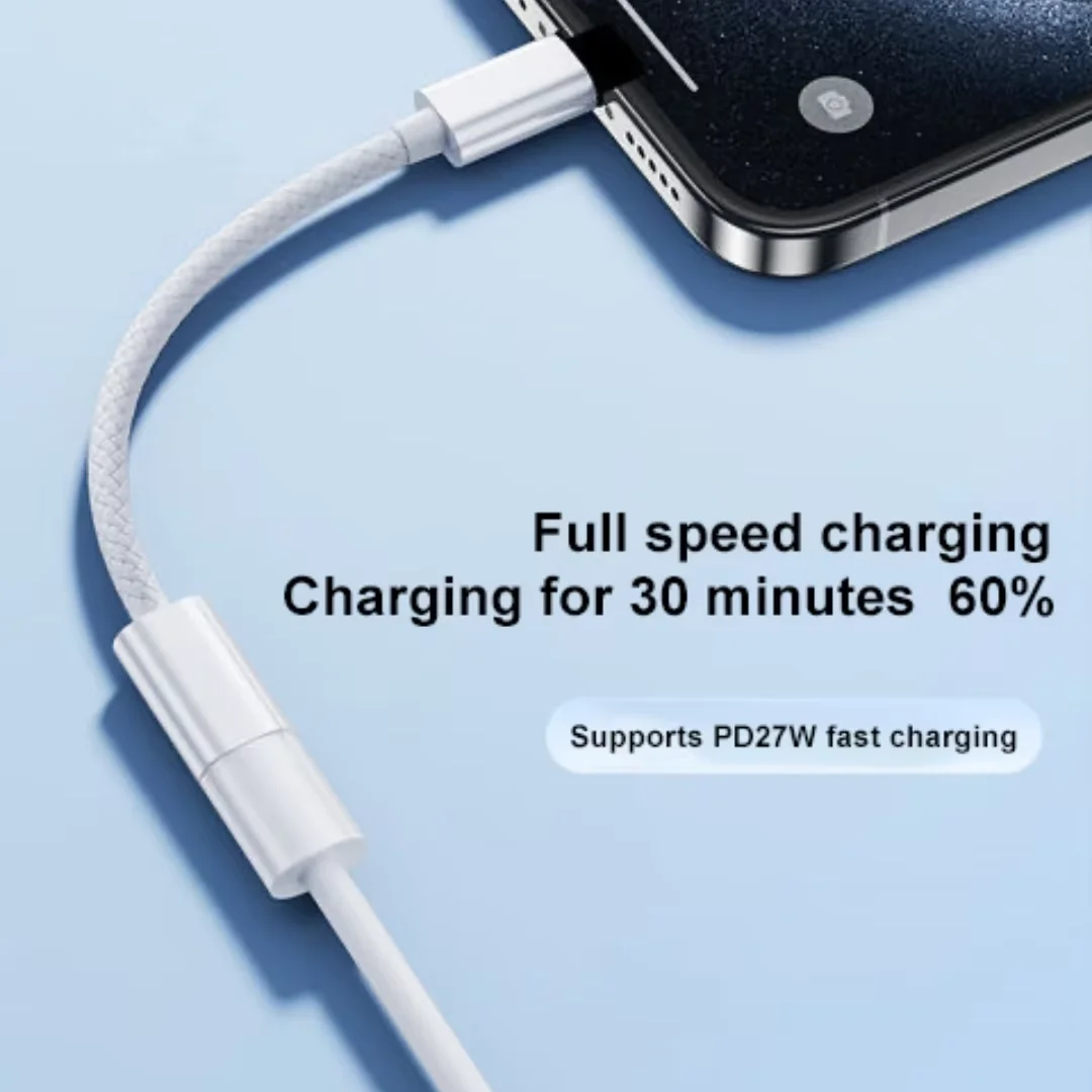 محول شحن آيفون 15 16 برو ماكس USB C إلى البرق آيفون مضفر كابل الشاحن موصل اكسسوارات لباد 10