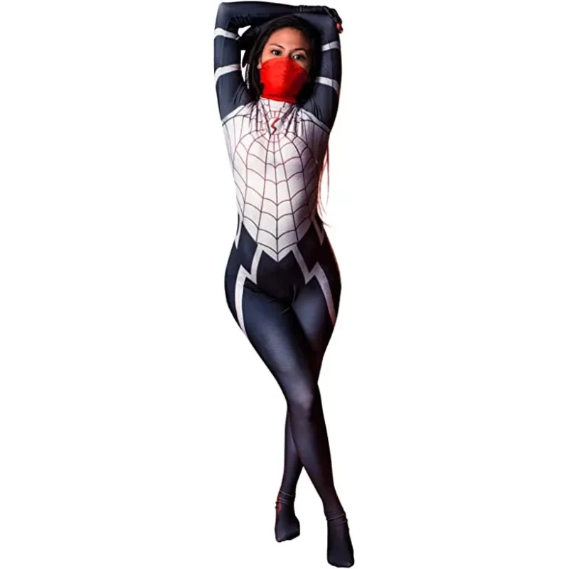 Costume cosplay di seta Cindy Moon da donna Stampa 3D Adulti Bambini Ragazze Donne Supereroe Zentai Halloween Tuta da festa #   1 #