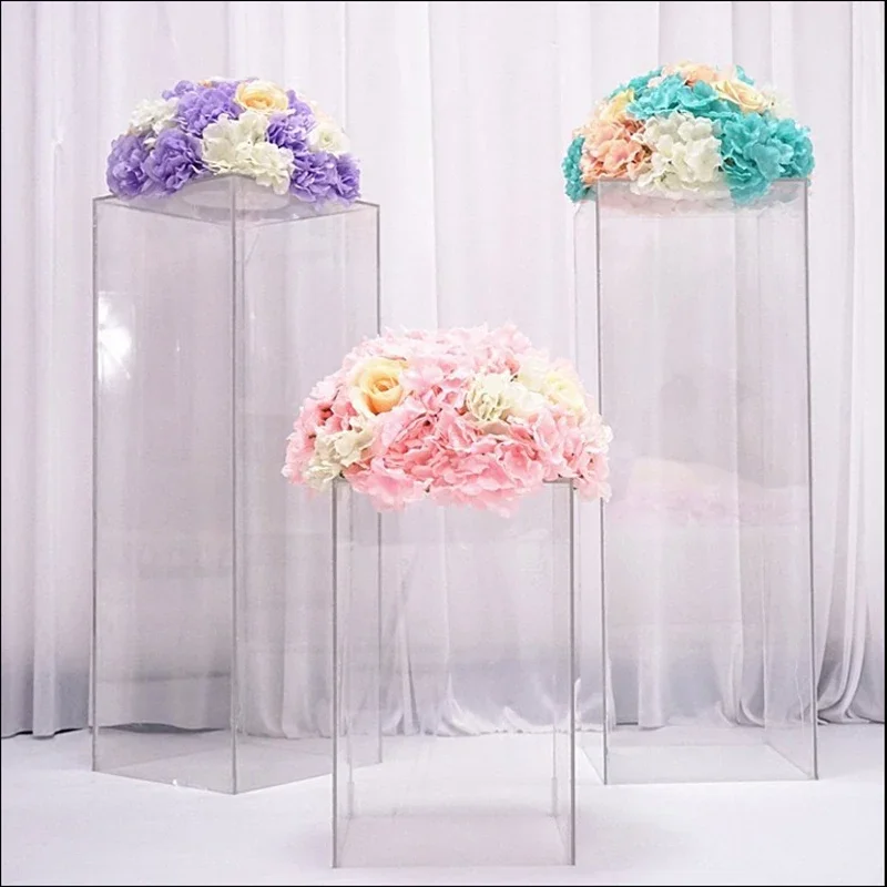 Customized Flower Display Stand Transparent Can Be Equipped With LED Lights Acrylic Cylinder For Weddings