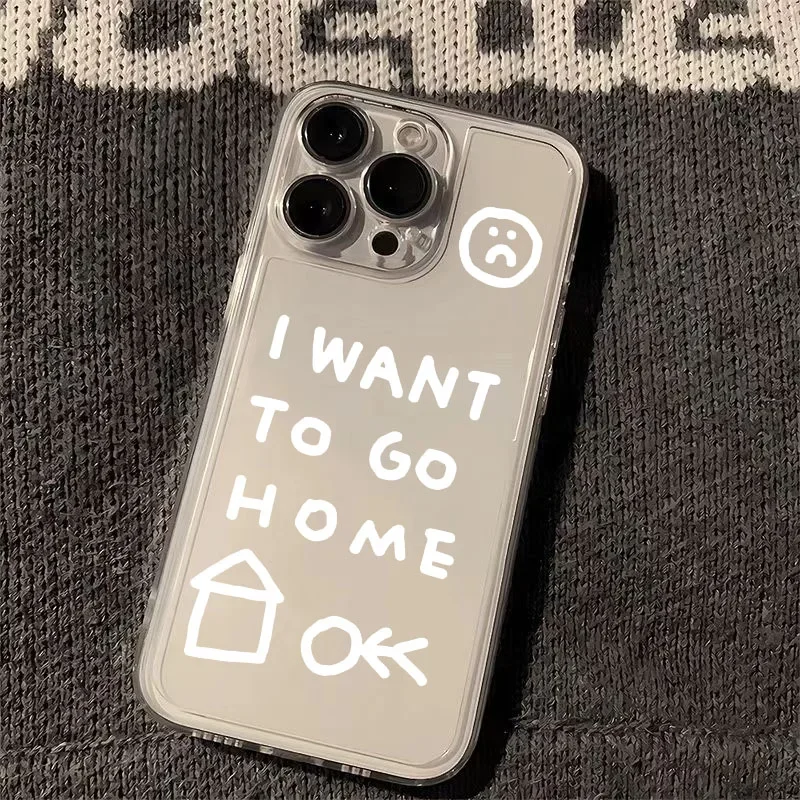 Korea I Want to Go Home Phone Case for iPhone 16 15 14 13 12 11 Pro Max X Xs Max XR 12 Mini Soft Clear Cover Transparent Fundas