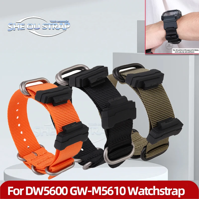 For Casio Square Block dw 5600 DW-5600 GW-B5600 GM-5600 Canvas Watch Strap With DW5600 Men's strap Modify the Nylon Watch Band