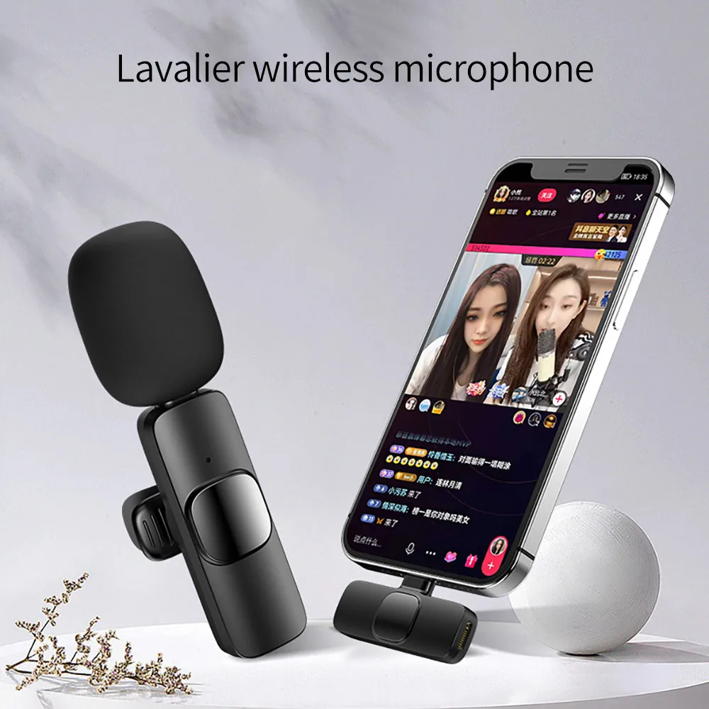 New Wireless Lavalier Microphone Portable Audio Video Recording Mini Mic for iPhone Android Live Broadcast Gaming Phone Mic