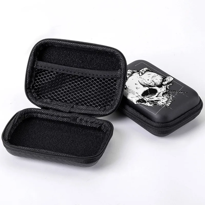 Skull with Nail Claws Print Compact EVA Hard Case Anti-drop Zippered Storage Organizer for Electronics, Headphones,Cables & HDDs