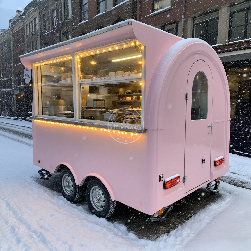 

Custom Mini Size Outdoor Grill Equipment Kitchen Van Ice Cream Cart Fast Food Trailer Mobile Taco Restaurant BBQ Food Truck