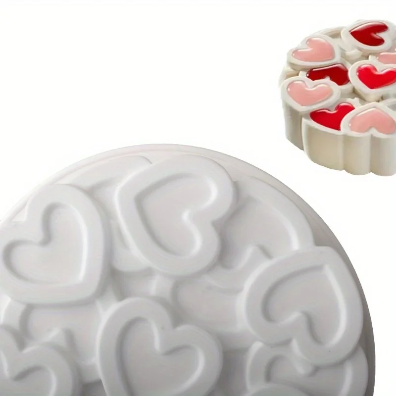 1pc Heart-Shaped Silicone Baking Mold - Non-Stick Oven Safe Bakeware with Multi-Size Heart Cavities, Perfect for Cakes, Jello