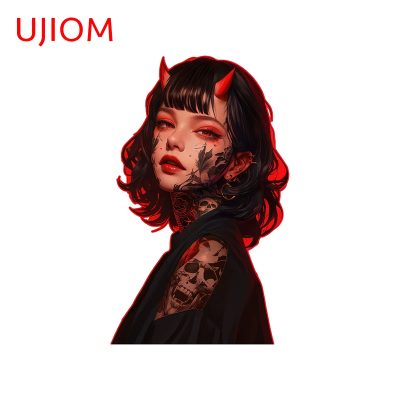 UJIOM Tattoo Demon Girl Wall Sticker Fashion Funny Eye Catching Waterproof Picture Decal Suitable For Trunk Wardrobe Decor