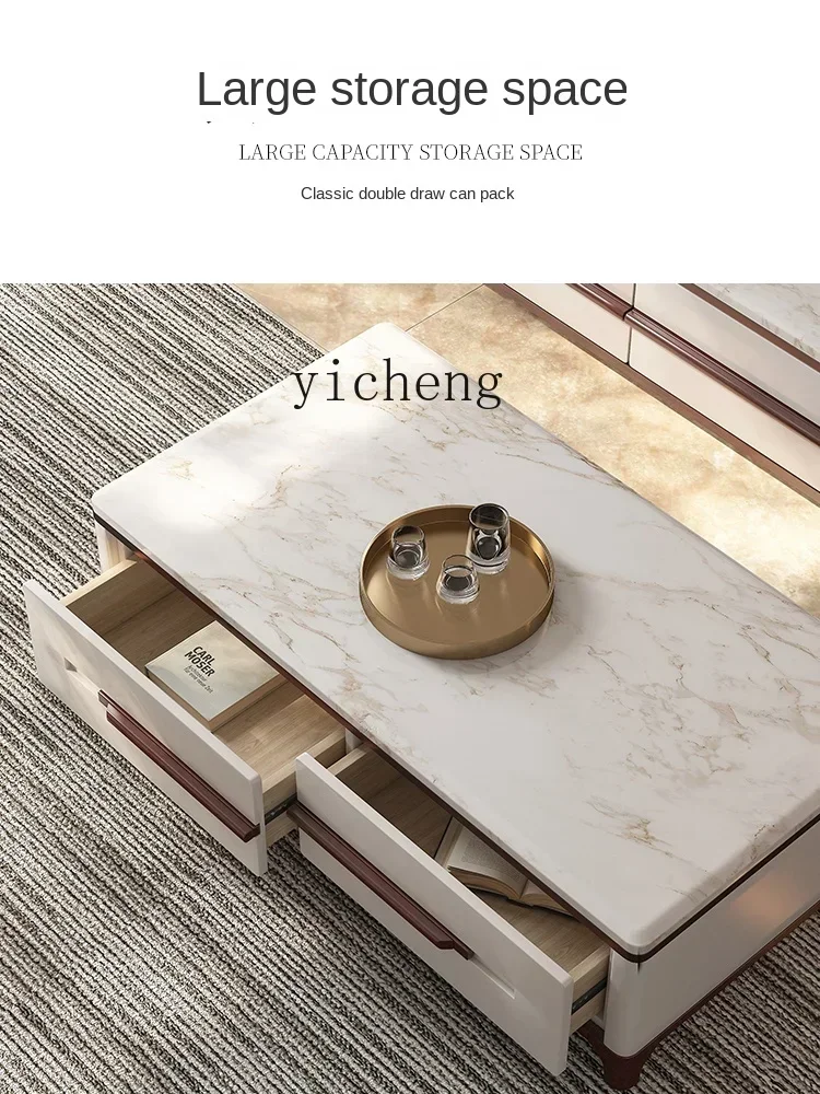 b11-natural marble coffee table TV cabinet marble chest cabinet TV cabinet group