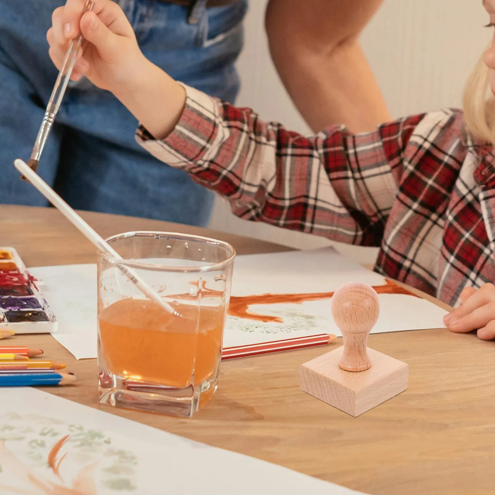 2 Stück DIY-Holzstempel für Scrapbooking, kreative, handpolierte Holzblöcke zum Basteln von Tagebüchern, Karten und Bürobedarf