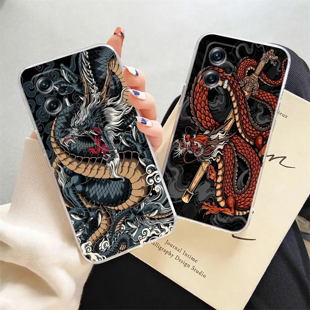 

Clear Phone Case For Redmi NOTE 12 11 11T 11E 10 9 8 Pro PLUS 4G 5G Case Funda Coque Capa Shell Cover Symbol Of Dragon And Tiger