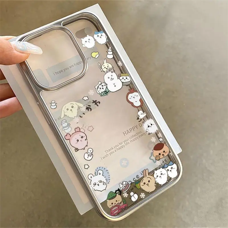 New Chiikawa Cartoon Phone Case for Iphone 15 14 13 11 12 Pro Max Y2K Hachiware Usagi Clear Silicone Anti-Fall Cover Gifts