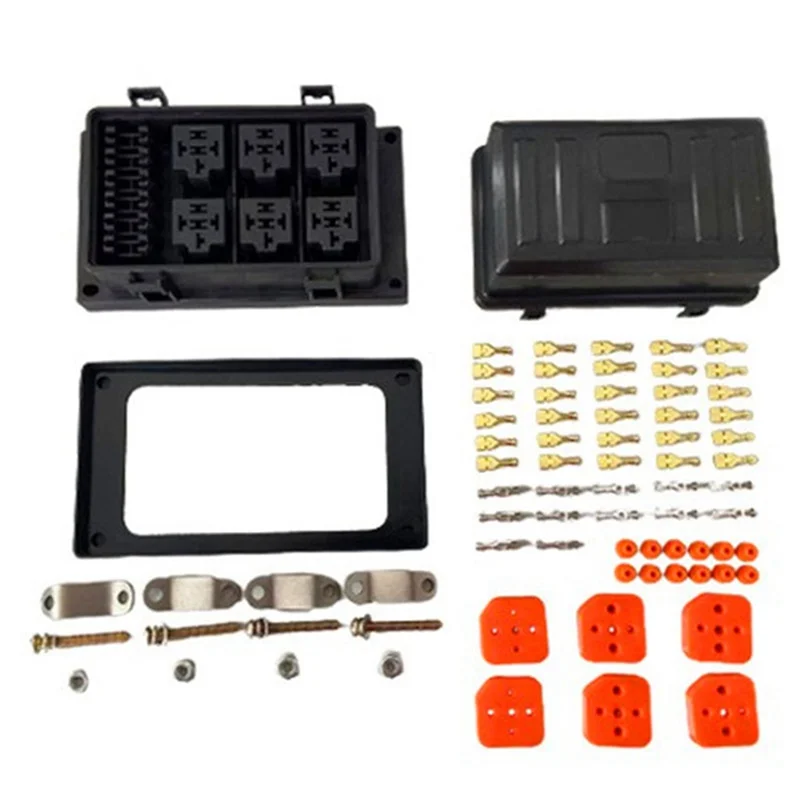 

12V 40A Relay Box 6 Way ATC/ATO Fuse Block With Relay Universal Waterproof Relay Box 24V For Car Truck