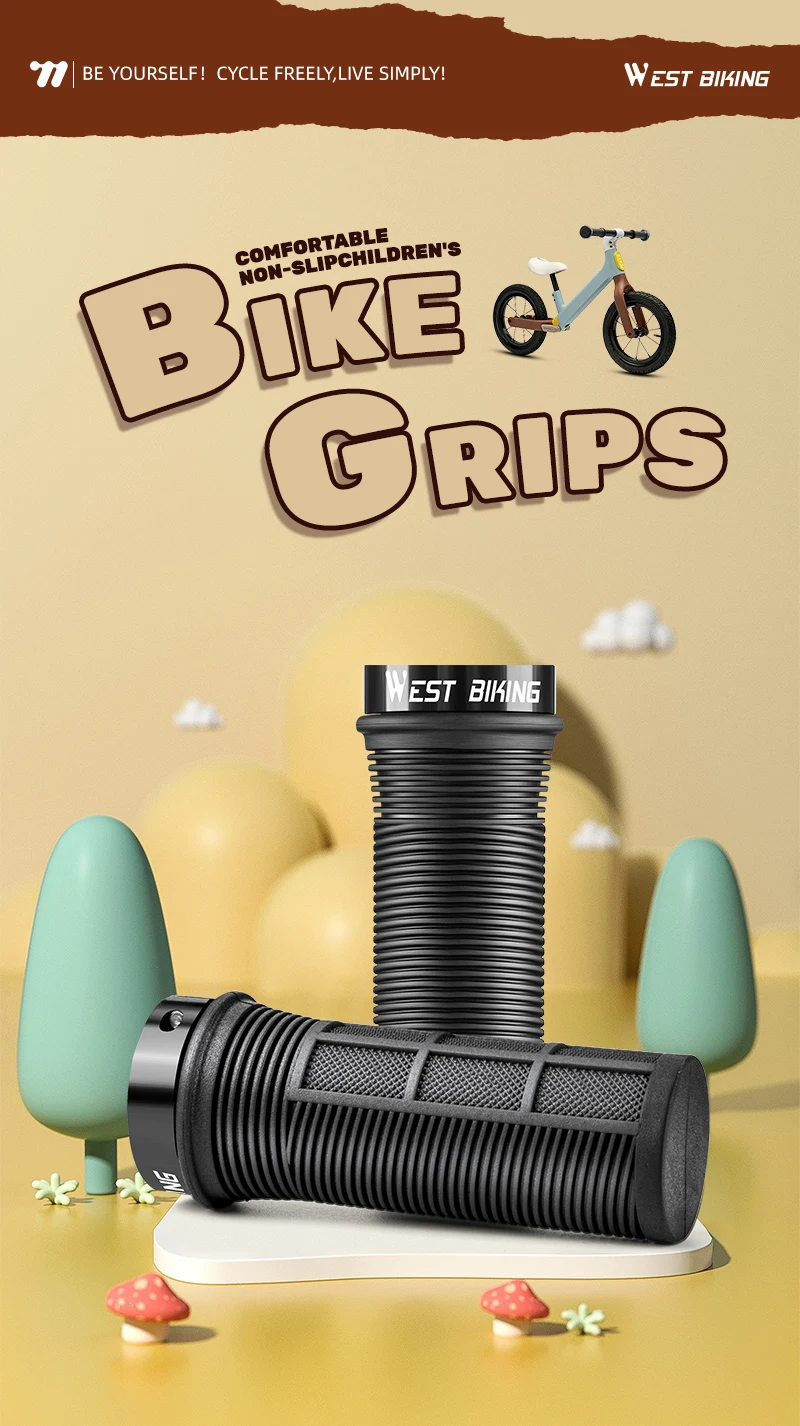 WEST BIKING Kinder-Fahrradgriffe TPR Rutschfest Stoßdämpfend Kinder-Fahrradlenker-Abdeckung 22,2mm Standarddurchmesser MTB-Griffe – Detail 1
