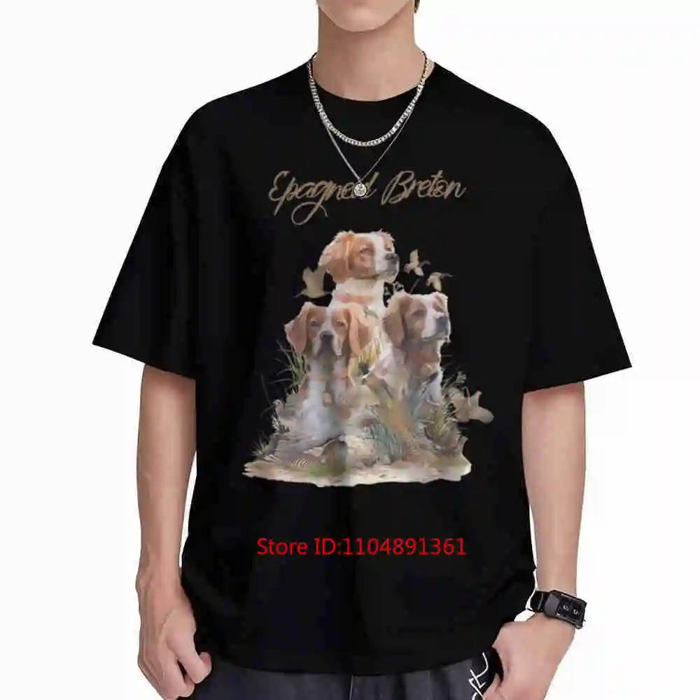 Brittany Spaniel Puppies Hunting Short Sleeve Tee 100% Cotton T-Shirt