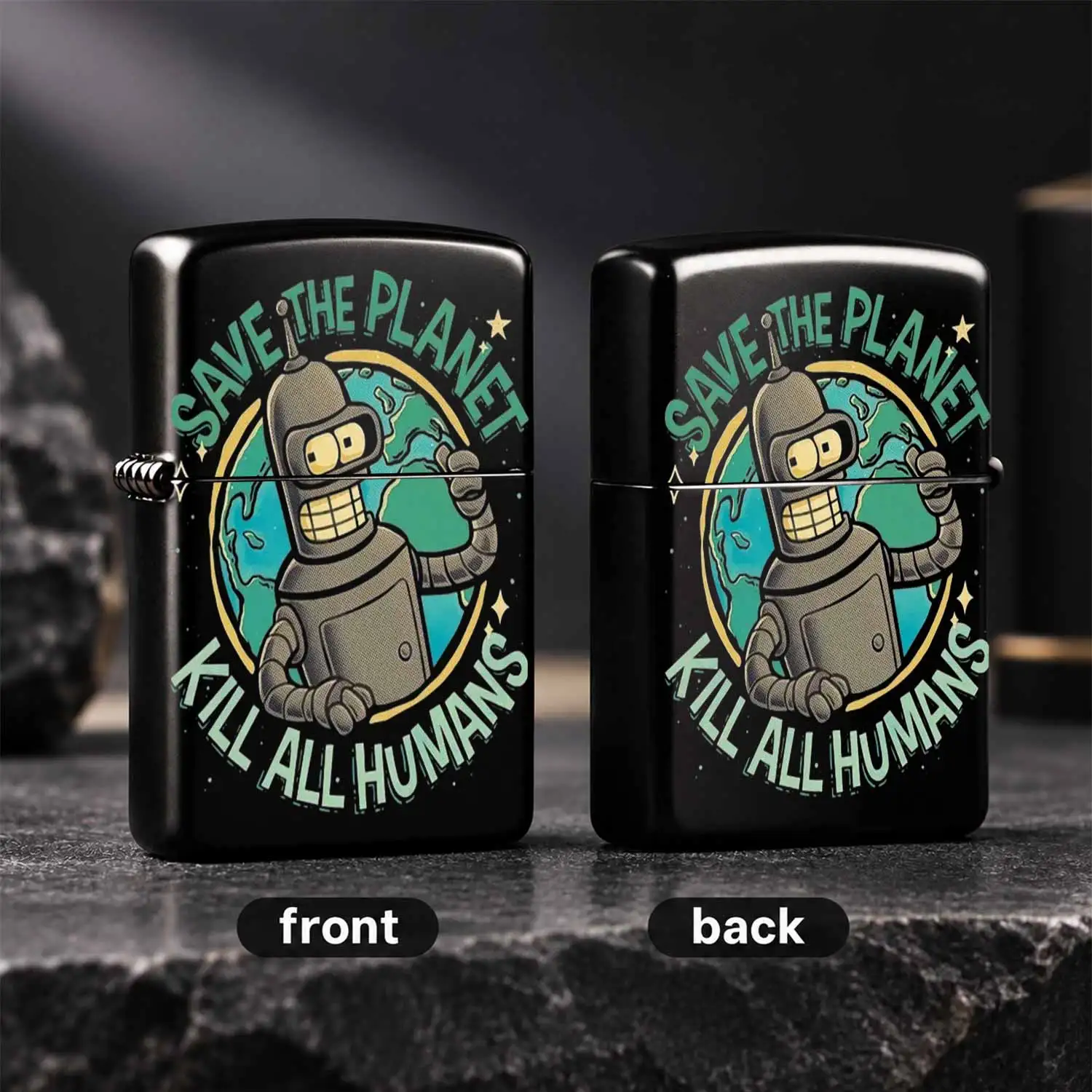 Cartoon Robot Pattern Lighter Fun Satirical Slogan Design Portable All-Purpose Igniter For Daily Indoor Outdoor Use Creative Souvenir Gift Forfans Unique Collectible Present For Friends Family Suitable For Camping Hikin A Humorous And Inter